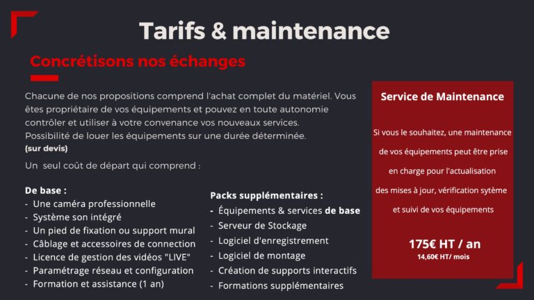 Tarifs & Maintenance